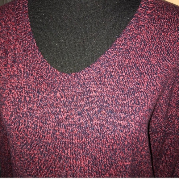 GAP red and navy v-neck tunic sweater L - Picture 2 of 6